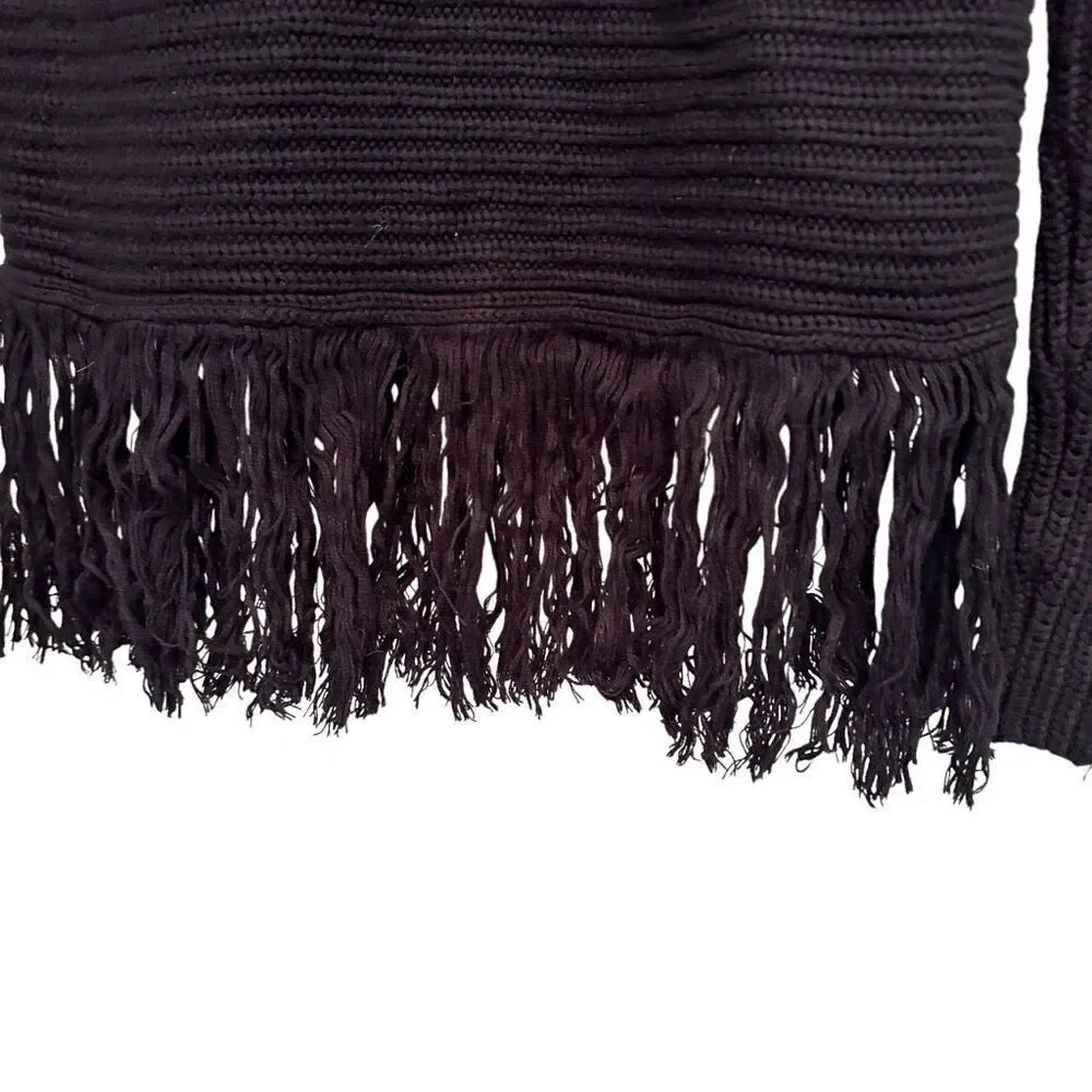 Michael Kors black fringe sweater- size s